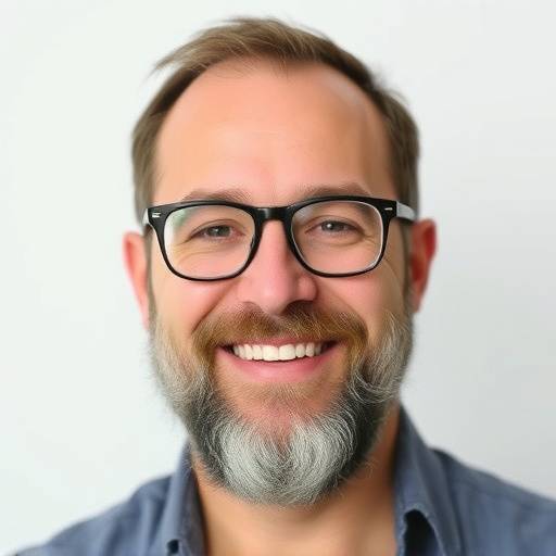 A headshot of a smiling man with a beard and glasses.