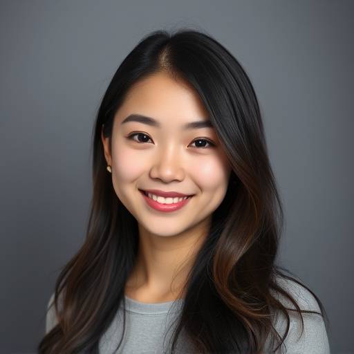 Headshot of Emily Chen, a young woman with long brown hair, smiling softly
